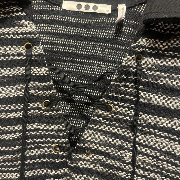 Three Dots Striped Lace-Up Knit Dress - Picture 2 of 4